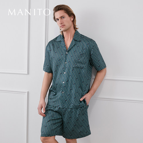 MANITO桑蚕丝几何图案简约时尚