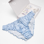 曼尼陀Ocean Fantasy 桑蚕丝内裤 MANITO 礼盒三角裤 木耳边松紧