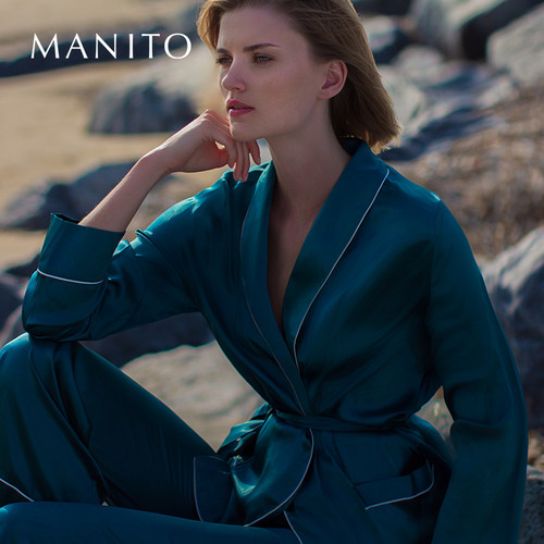 Elite睡袍套装真丝睡衣女家居服