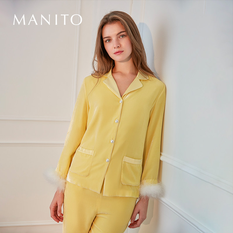 Diva羽毛丝绒睡衣套装