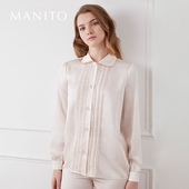 经典 MANITO 曼尼陀Ripple女士真丝娃娃领衬衫 家居服