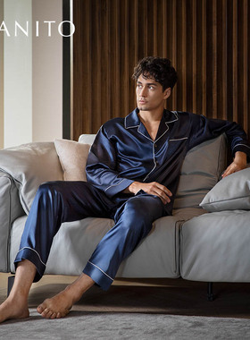 MANITO/曼尼陀真丝睡衣套装男士桑蚕丝家居服Authentic高级