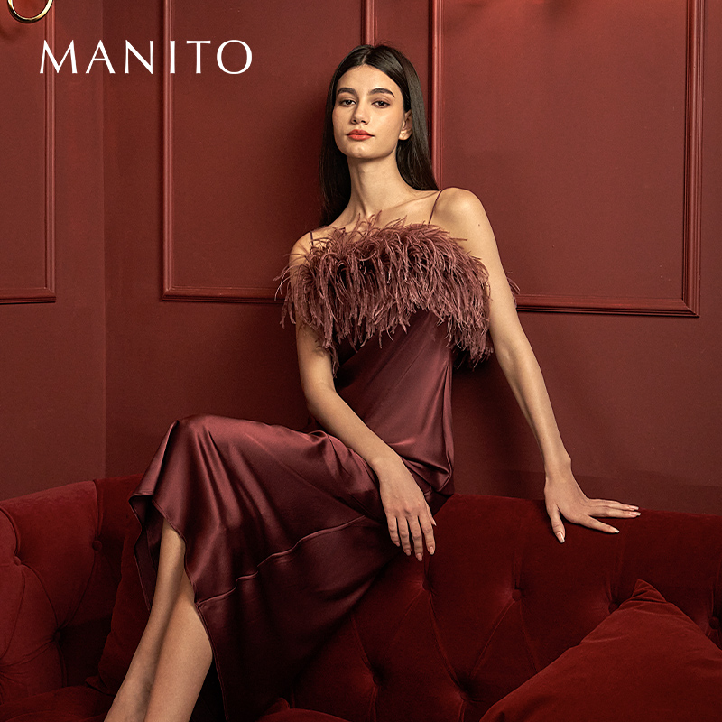MANITO/曼尼陀Fiesta吊带长裙真丝睡衣桑蚕丝露背性感睡裙春夏