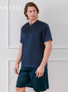 MANITO/曼尼陀Fragment 男士短睡衣套装桑蚕丝提花家居服低调雅致