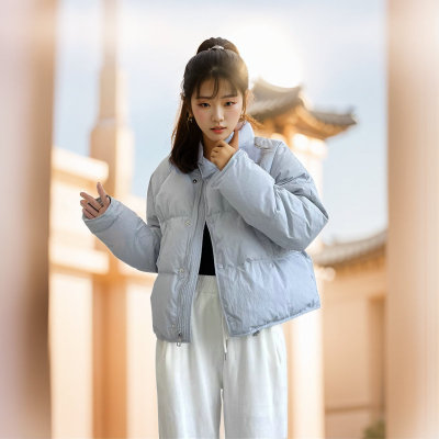 小香风平湖羽绒服女款高端女冬季外套韩版白鸭绒短款女式面包服HD