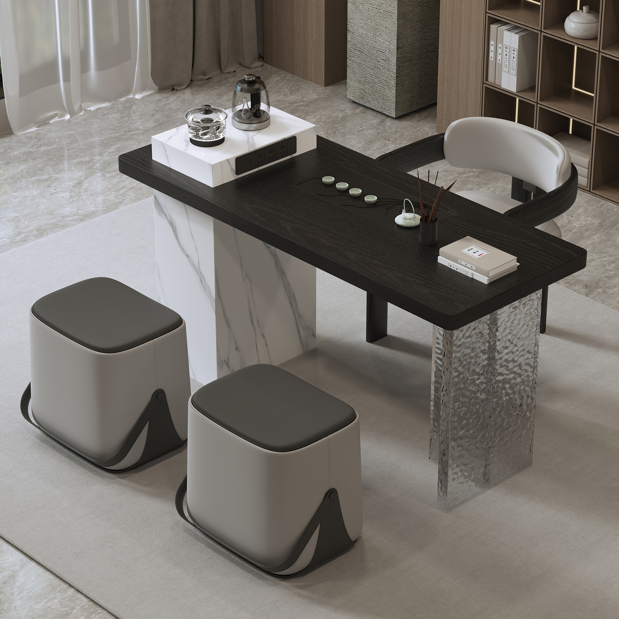 实木茶桌家用小茶台轻奢极简客厅小型高级感泡茶桌阳台茶桌椅组合