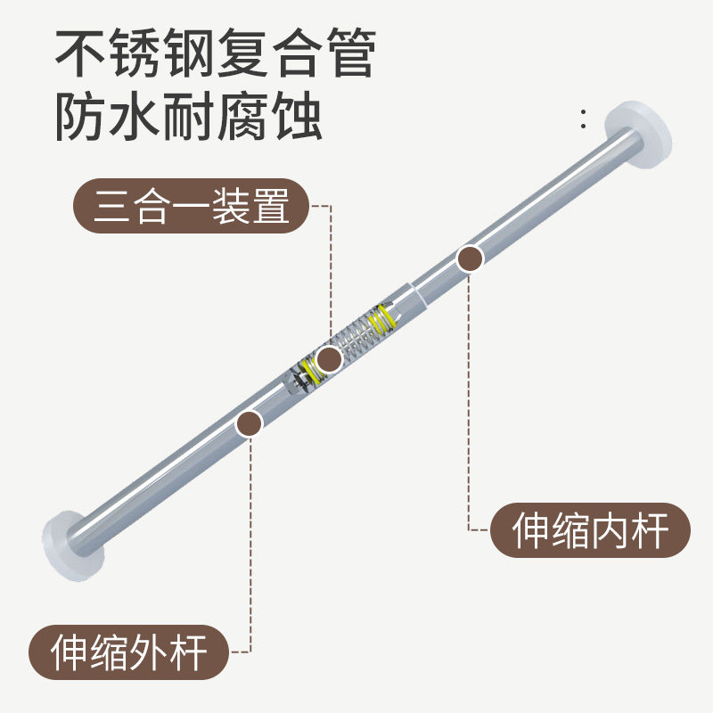 免打孔浴帘杆浴室浴间伸缩撑杆淋浴房卫生间免安装不锈钢承重杆子