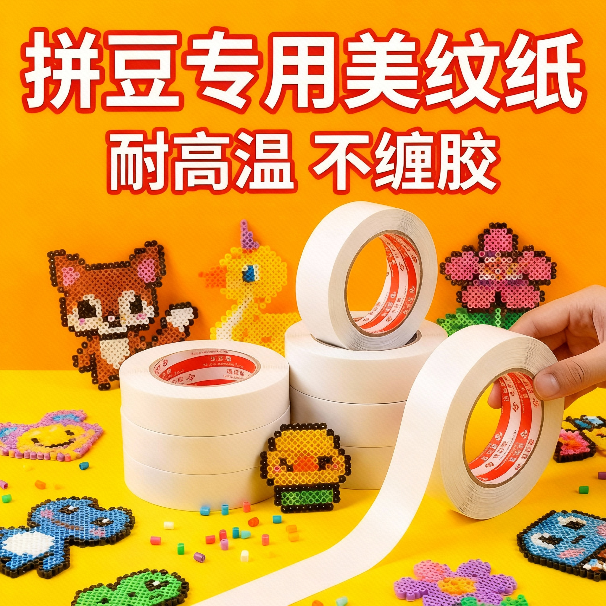 拼豆专用美纹纸加厚大卷50米拼豆大图辅助工具拼豆大面积熨烫保护模板防止变形美纹纸胶带高粘度拼图专用贴,办公设备/耗材/相关服务,美纹纸胶带,淘宝优惠券,粉丝福利购,淘宝优惠卷