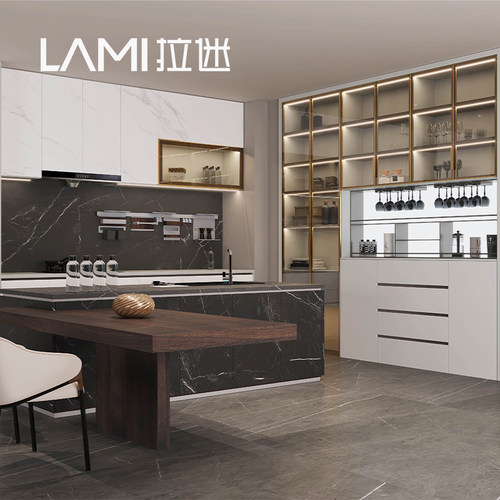 拉迷西厨橱柜吧台岛台一体嵌入式