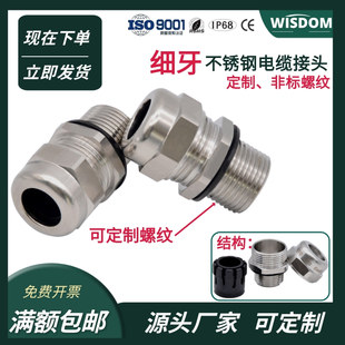 细牙金属电缆密封格兰头M15M19M28填料函304不锈钢防水接头M12