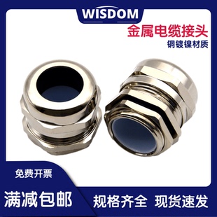 金属防水接头铜镀镍电缆密封压盖固定头M12 M100填料函线缆格兰头