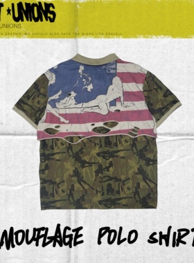 RIOTUNIONS25SSplayboy纯棉磨毛美女迷彩印花后背破坏双层Polo衫