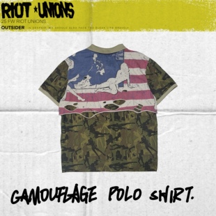RIOTUNIONS25SSplayboy纯棉磨毛美女迷彩印花后背破坏双层Polo衫