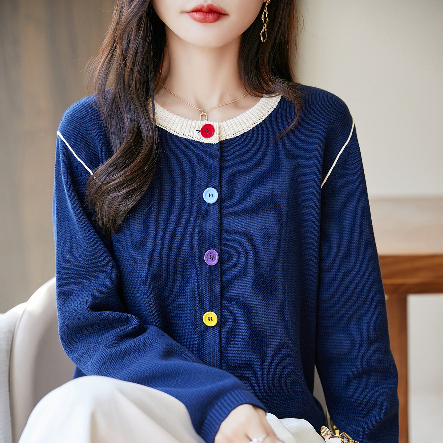 双莲100%纯棉毛衣女开衫冬季新款上衣加厚全棉高档春秋针织衫外套,女装/女士精品,毛衣,淘宝优惠券,粉丝福利购,淘宝优惠卷