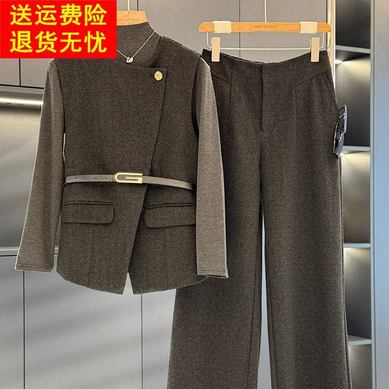 时尚洋气妈妈装三件套女显瘦2025年秋装新款气质百搭中老年人套装