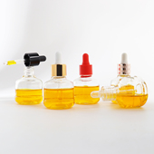 HOPECK铝亮金银滚丝滴管葫芦模制玻璃瓶精油分装 瓶20牙50ml精油瓶