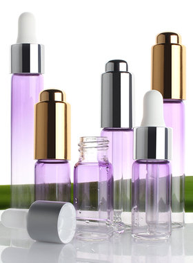 精油分装瓶HOPECK按压胶帽滴管盖紫色渐变管制玻璃瓶乳液泵精油瓶