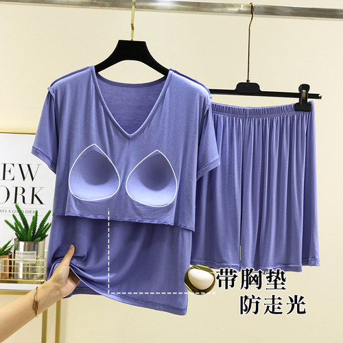 薄款莫代尔短袖睡衣睡裤套装