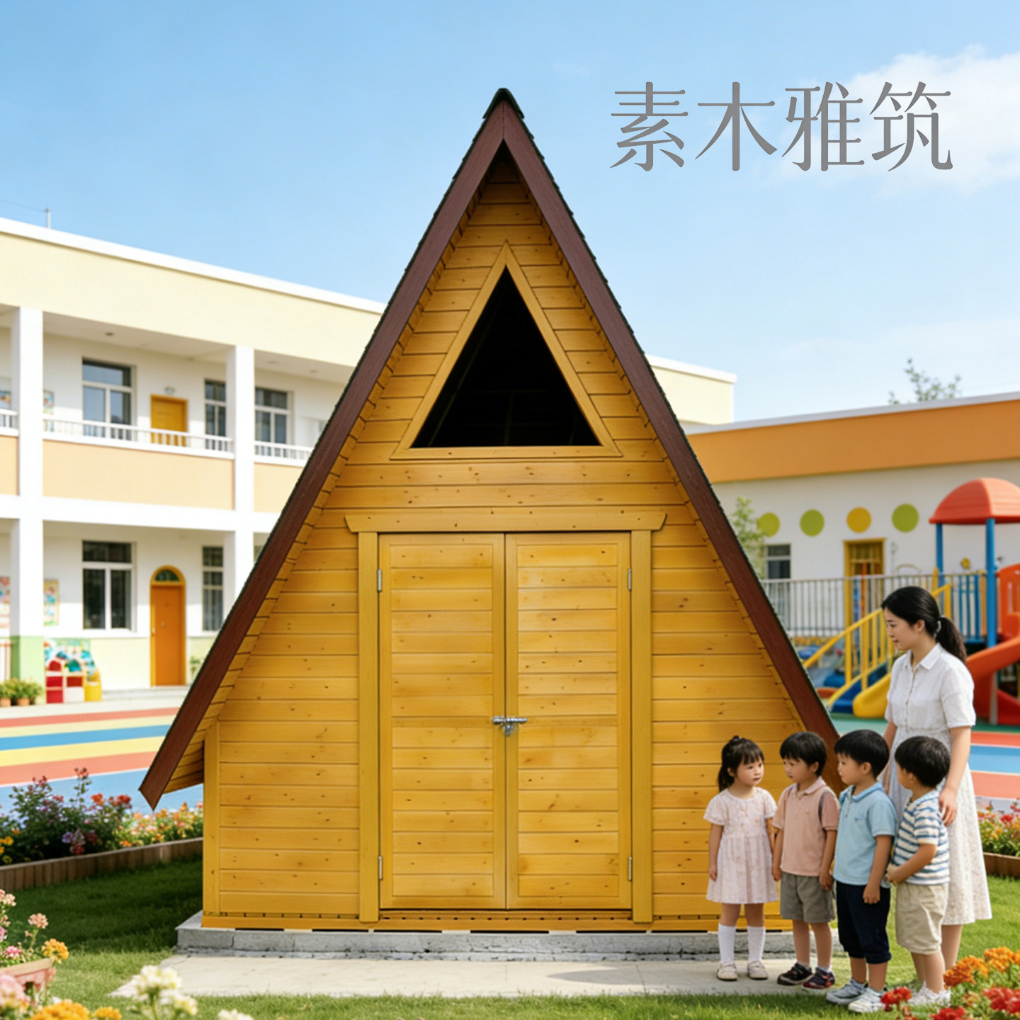 防腐木三角小木屋 户外休闲小房子 庭院花园民宿网红打卡木屋定制