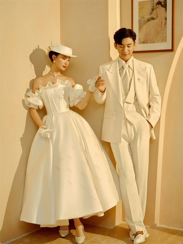 Свадебное платье для влюбленных, открытые плечи, рукава фонарики