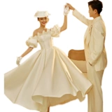 Свадебное платье для влюбленных, открытые плечи, рукава фонарики