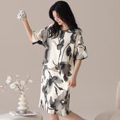 纯棉短袖 春夏季 甜美休闲可外穿睡衣裙夏天 睡裙女款 由果2025年新款