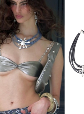 2405银色烟花绽放朋克choker辣妹ins博主风复古锁骨链美式项链