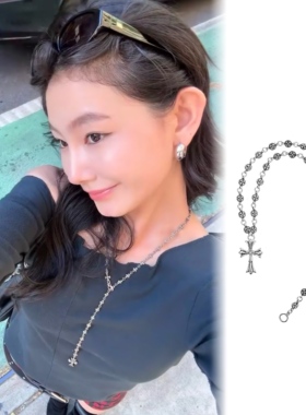 2405十字架梵文克家项链choker时髦博主风毛衣链经典卫衣链现货