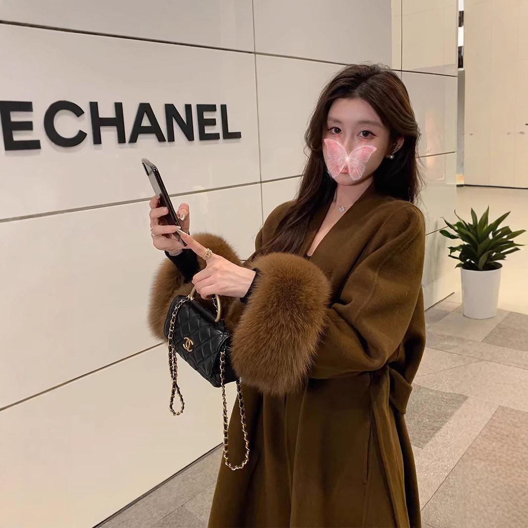 mengzhu专用 双面羊绒大衣狐狸毛浴袍长款高级感女装羊毛呢外套,女装/女士精品,毛呢外套,淘宝优惠券,粉丝福利购,淘宝优惠卷