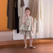 上衣休闲洋气半身裙裤 26夏装 中小童小清新无袖 女童套装 两件套 新品