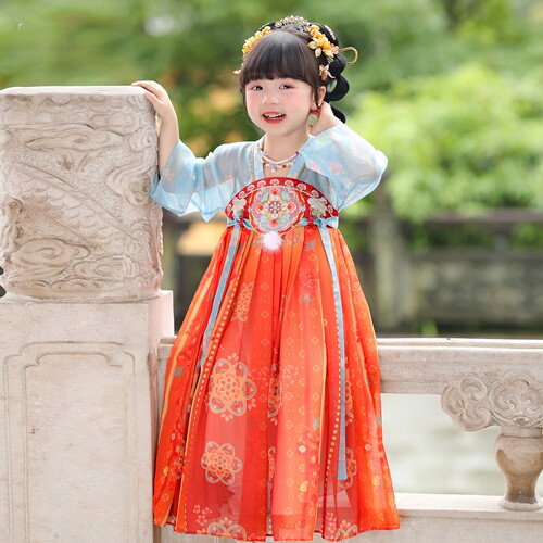 2026年秋款新品女童连衣裙汉服襦裙长裙刺绣中国风古风古装23322