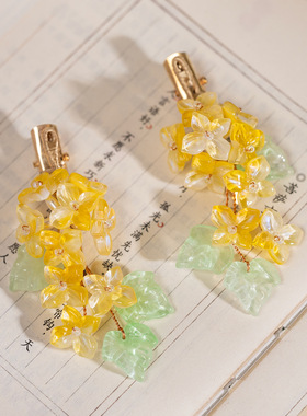 古风超仙桂花发夹新中式汉服头饰批发少女发饰小清新对夹边夹
