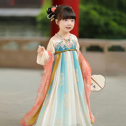 2026年秋款新品女童连衣裙汉服襦裙长裙刺绣中国风古风古装23328