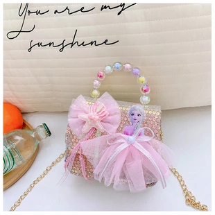 女童小包包艾莎公主蝴蝶结手提包女孩可爱卡通迷你零钱儿童包包