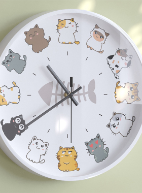 猫咪钟表简约宠物静音挂钟2026新款网红可爱时钟挂墙家用创意挂表