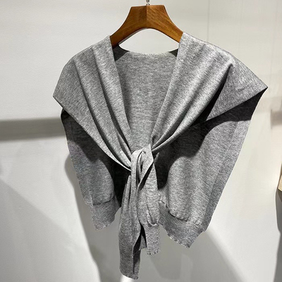 纯羊羊毛领子披肩针织系结休闲搭配披肩