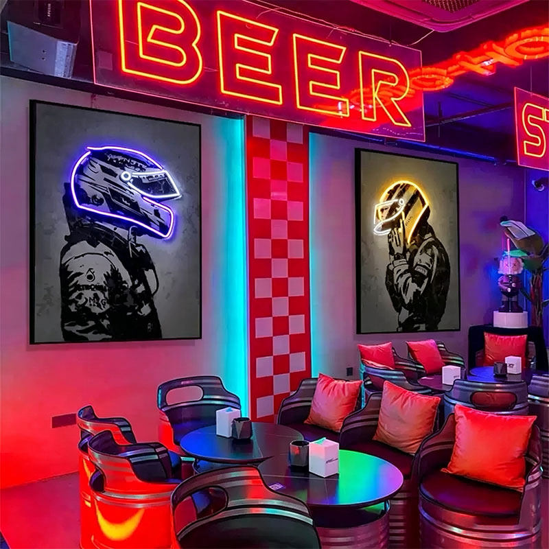 发光LED灯装饰画机车摩托车清吧酒吧ktv霓虹灯挂画篮球主题墙壁画