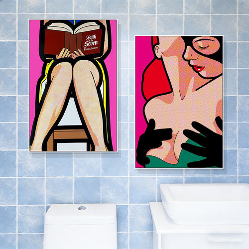 潮流波普风恶搞挂画卡通超级英雄创意搞怪装饰画浴室卫生间壁画