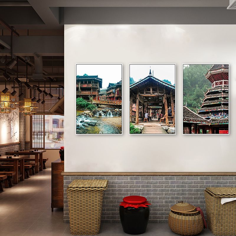 贵州装饰画风景建筑民族风情饭店包厢包间墙面挂画客厅餐饮店壁画图片