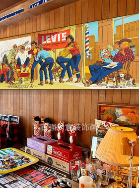 酒吧装饰画男士barbershop理发店美式复古壁画潮流咖啡馆创意挂画