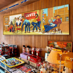 酒吧装饰画男士barbershop理发店美式复古壁画潮流咖啡馆创意挂画
