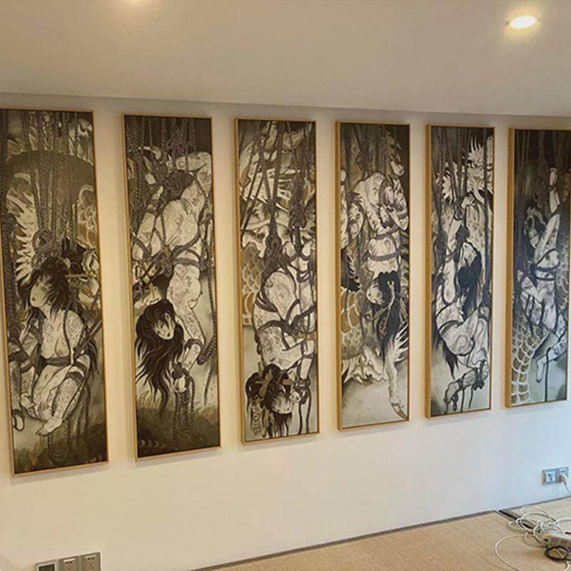 魍浮世绘装饰画纹身店日本刺青纹身店墙面挂画日式料理店仕女壁画