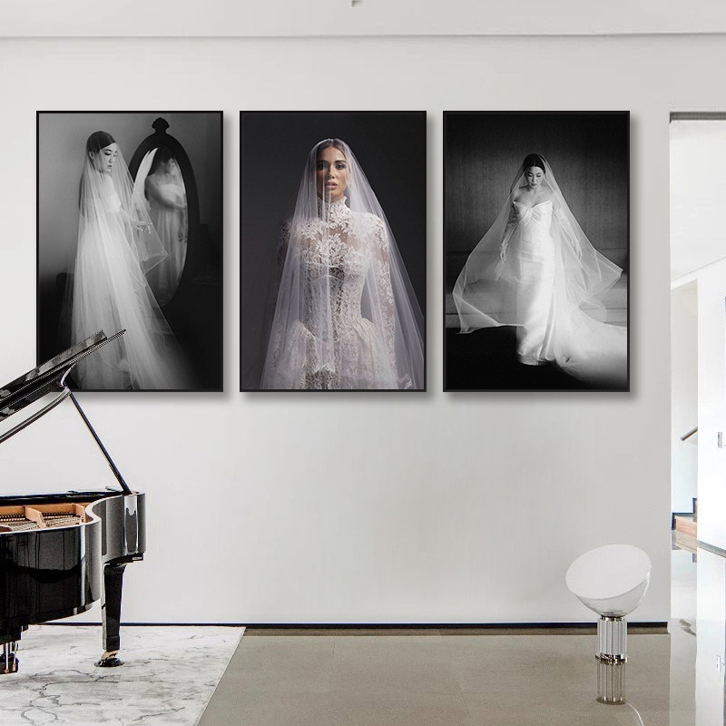 婚纱店墙面装饰画婚庆公司摄影工作室挂画礼服馆设计裁缝店壁画