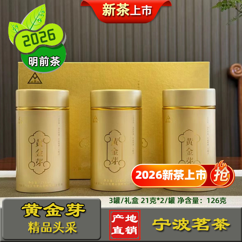 黄金芽茶叶礼盒装宁波奉化特产茶雪窦山品牌黄金芽2026明前新茶