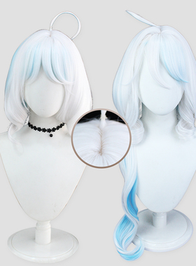 原神 枫丹水神 芙卡洛斯 芙宁娜 定型大呆毛 蓝白色 cosplay假发
