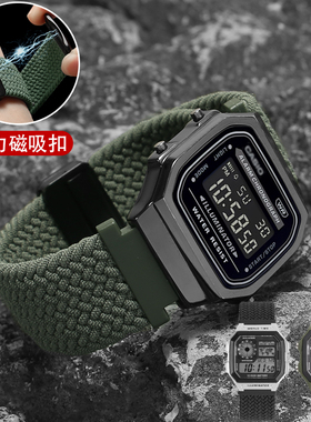 适配卡西欧小方块磁吸扣尼龙手表带男AE1200/1300/F91W/W218/A168