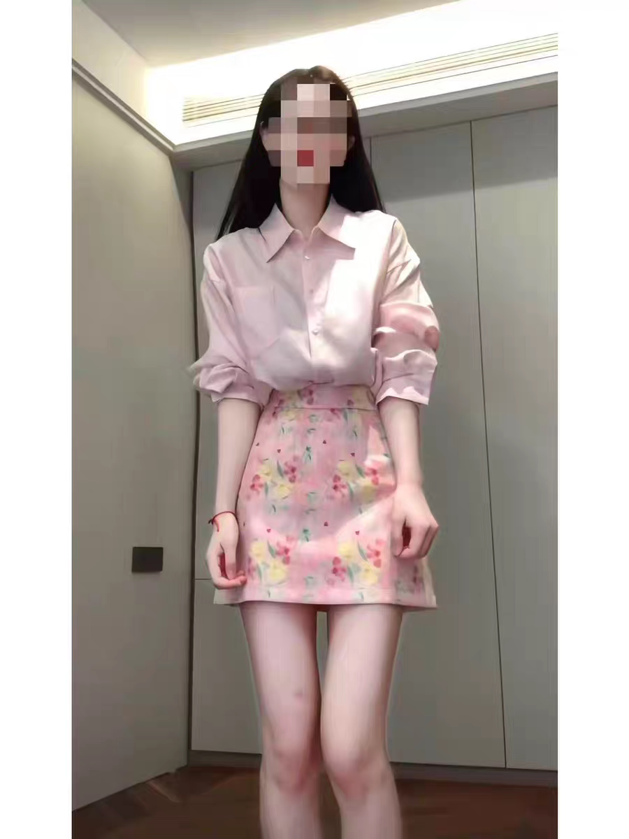 2026年新款甜美风粉色碎花两衬衫