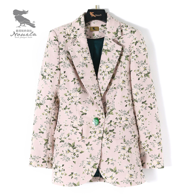 【安晴粉丝专享】洛拉自制设计师款花色小众西装外套T1079