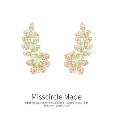 瑟可夸张独特漂亮精致立体绿色花朵耳挂耳环女2026新款巨好看时尚