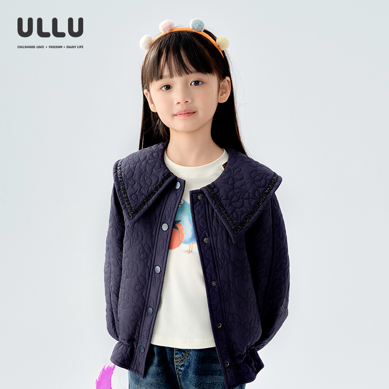 ULLU花朵绗线丝绒织带绗棉外套